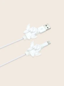 2 piezas Protector de cable de dato en forma de ángel - Blanco - Ver 1