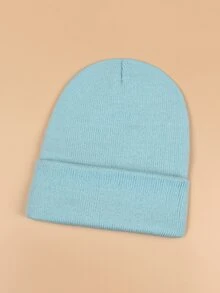 Letter Label Decor Beanie - Baby Blue - View 2