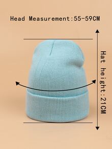 Letter Label Decor Beanie - Baby Blue - View 3
