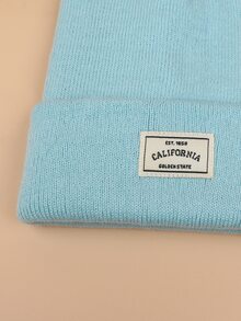 Letter Label Decor Beanie - Baby Blue - View 4