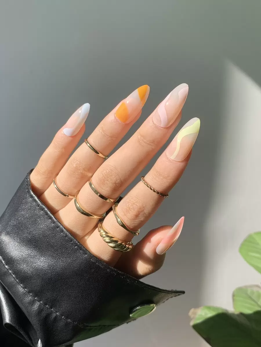 Nâng cao phong cách của bạn với 24 chiếc móng tay giả dài có dây màu kẹo tối giản & 1 dũa móng tay & 1 tờ băng ép trên móng tay Đồ dùng làm móng - Nhiều màu - Xem 1