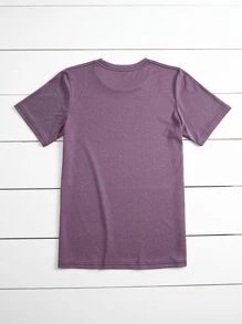 大碼字母圖案T恤 - 淡紫色 - 查看 2