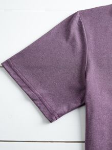 大碼字母圖案T恤 - 淡紫色 - 查看 5