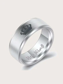 2 cái/bộ nhẫn in hình vương miện cặp đôi - Bạc - Xem 2