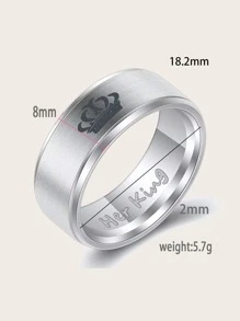 2 cái/bộ nhẫn in hình vương miện cặp đôi - Bạc - Xem 3