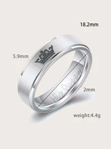 2 cái/bộ nhẫn in hình vương miện cặp đôi - Bạc - Xem 4