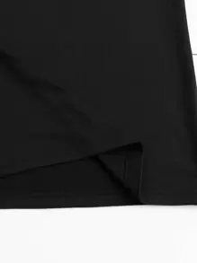 SHEIN LUNE Plus Cat & Figure Graphic Tee - Black - View 5