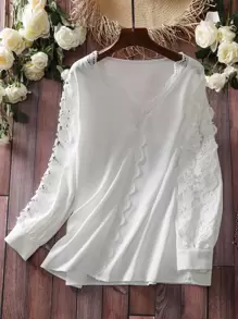 Mulvari Blusa con encaje en contraste - Blanco - Ver 1