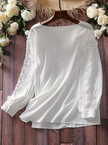 Mulvari Blusa con encaje en contraste - Blanco - Ver 2