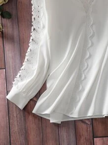 Mulvari Blusa con encaje en contraste - Blanco - Ver 7