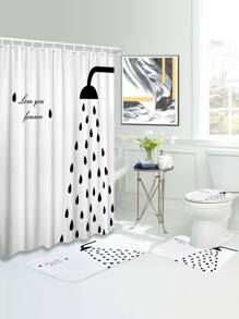 1pc Waterdrop Pattern Bath Rug Or 1pc Shower Curtain Home Bathroom Decor Floor Carpet Outdoor Rug Door Mat Fall Decor Bathroom Accessories Back To School Entryway Decor - Multicolor - View 1