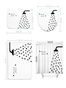 1pc Waterdrop Pattern Bath Rug Or 1pc Shower Curtain Home Bathroom Decor Floor Carpet Outdoor Rug Door Mat Fall Decor Bathroom Accessories Back To School Entryway Decor - Multicolor - View 3