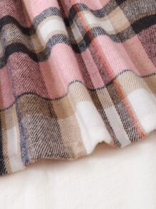 小女童格紋荷葉邊羊毛混紡洋裝和帽不附帶包