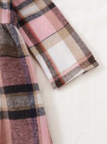 小女童格紋荷葉邊羊毛混紡洋裝和帽不附帶包