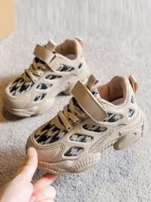 Niños Zapatillas deportivas de color combinado con cordón delantero - Caqui - Ver 1