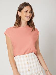 MOTF PREMIUM Camiseta de manga murciélago de modal - Rosa coral - Ver 1