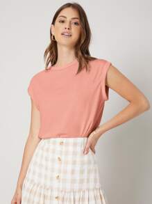 MOTF PREMIUM Camiseta de manga murciélago de modal - Rosa coral - Ver 7