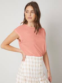 MOTF PREMIUM Camiseta de manga murciélago de modal - Rosa coral - Ver 10