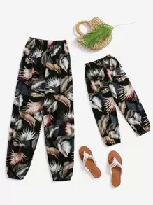 1入組熱帶圖案束腳褲 - 彩色 - 查看 3