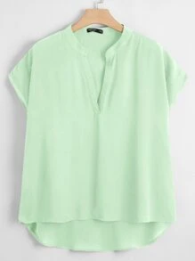 SHEIN LUNE 大碼西裝衣領前短後長下擺上衣 - 薄荷綠 - 查看 1