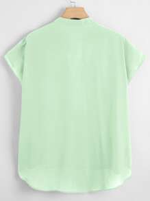 SHEIN LUNE 大碼西裝衣領前短後長下擺上衣 - 薄荷綠 - 查看 2