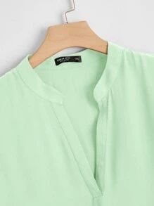 SHEIN LUNE 大碼西裝衣領前短後長下擺上衣 - 薄荷綠 - 查看 4