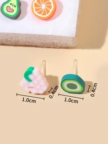 1 set Pendientes de tachuela al azar con diseño de fruta - Multicolor - Ver 3