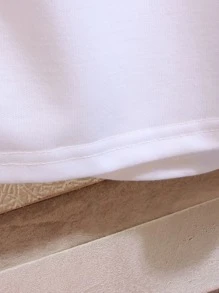 Manfinity Campus Court Aesthetic Post--Men Letter Graphic Drawstring Waist Shorts - White - View 3