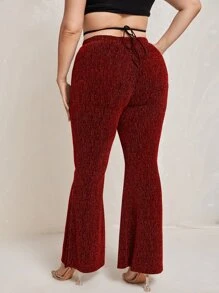 SHEIN Plus Lace Up Split Hem Pants