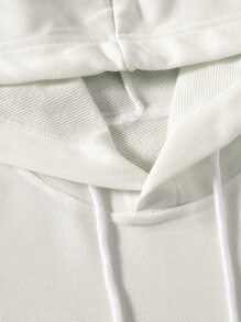 ROMWE MEN Hombres Capucha con estampado de figura con cordón - Blanco - Ver 4