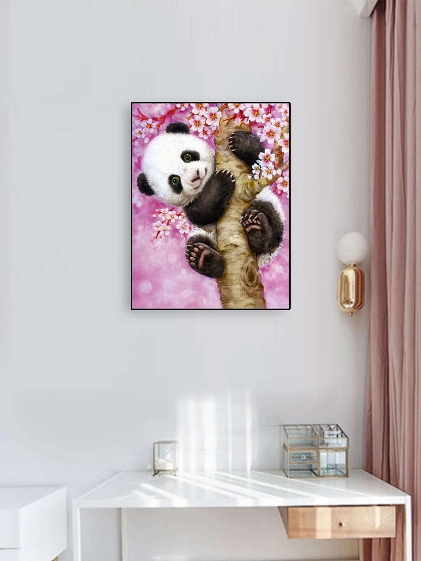 熊貓圖案DIY無邊框水鑽繪畫 - 彩色 - 查看 1