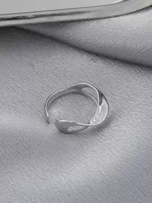 不对称形状袖口戒指 - 銀色 - 查看 2