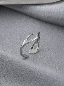 不对称形状袖口戒指 - 銀色 - 查看 3