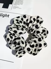1个波点超大号发圈，厚实灯芯绒材质，多功能发饰，适合浓密头发，秋冬季颜色：米色、白色、黑色，礼品，发圈，马尾辫发饰，弹性发带 - 黑與白 - 查看 3