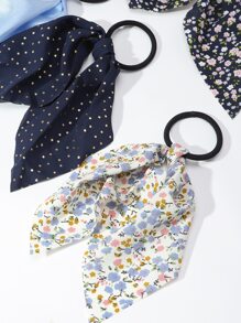10入組布質花卉與純色髮帶，帶有尾巴，適合日常休閒穿著 - 彩色 - 查看 4