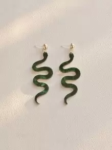 蛇耳墜 - 墨綠色 - 查看 1