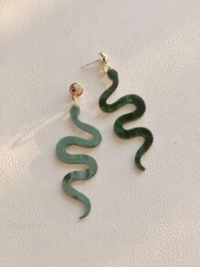蛇耳墜 - 墨綠色 - 查看 2