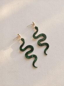 蛇耳墜 - 墨綠色 - 查看 3