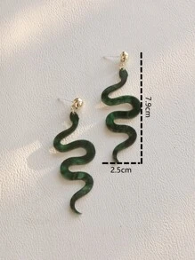 蛇耳墜 - 墨綠色 - 查看 4
