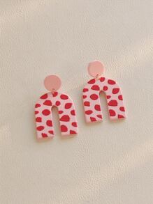 Geometric Drop Earrings - Baby Pink - View 1