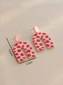 Geometric Drop Earrings - Baby Pink - View 3
