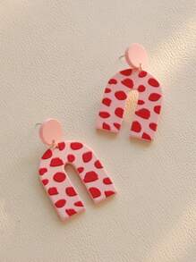 Geometric Drop Earrings - Baby Pink - View 4