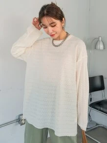 DAZY Áo len nữ màu trơn Giải trí - Màu be - Xem 1