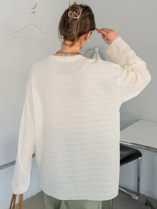 DAZY Áo len nữ màu trơn Giải trí - Màu be - Xem 2