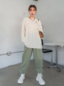 DAZY Áo len nữ màu trơn Giải trí - Màu be - Xem 3