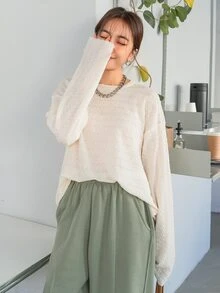 DAZY Áo len nữ màu trơn Giải trí - Màu be - Xem 5