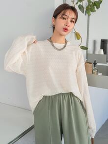 DAZY Áo len nữ màu trơn Giải trí - Màu be - Xem 8