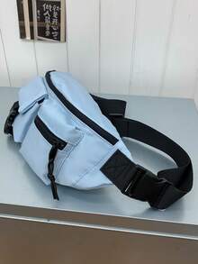 Buckle & Knot Decor Fanny Pack - Màu xanh lam - Xem 6