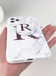 Letter Graphic Phone Case With Stand-Out Phone Grip
