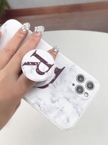 Letter Graphic Phone Case With Stand-Out Phone Grip